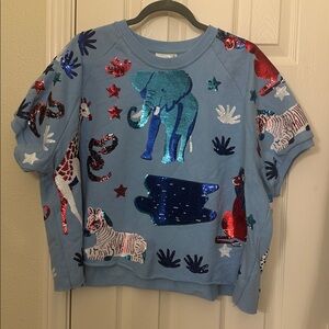 QUEEN OF SPARKLES Red White & Blue Animal Menagerie lions tigers elephants zebra